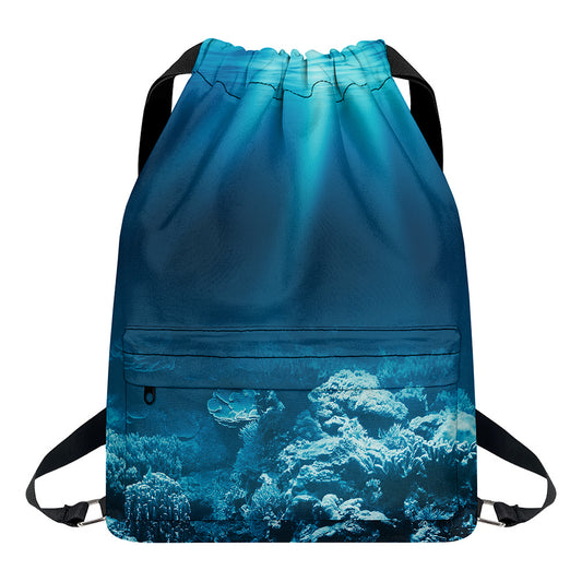 Ocean Underwater Print Drawstring Backpack