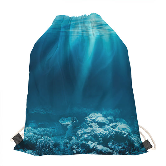 Ocean Underwater Print Drawstring Bag