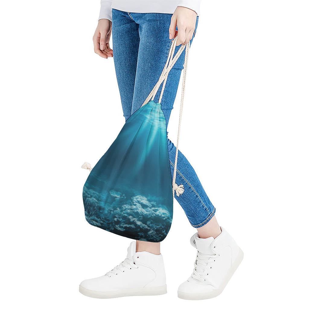 Ocean Underwater Print Drawstring Bag
