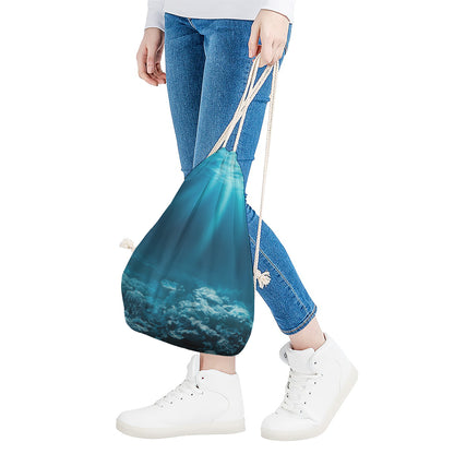 Ocean Underwater Print Drawstring Bag