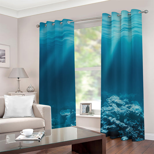 Ocean Underwater Print Grommet Curtains