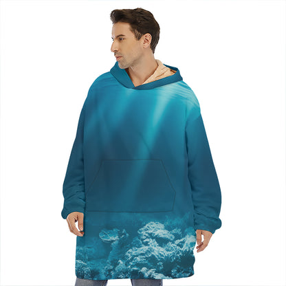 Ocean Underwater Print Hoodie Blanket