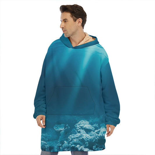 Ocean Underwater Print Hoodie Blanket