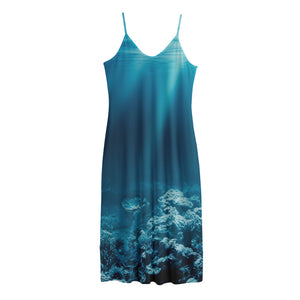 Ocean Underwater Print Jersey Midi Cami Dress