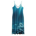 Ocean Underwater Print Jersey Midi Cami Dress