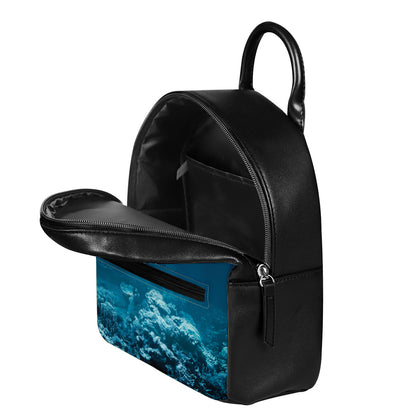 Ocean Underwater Print Leather Backpack