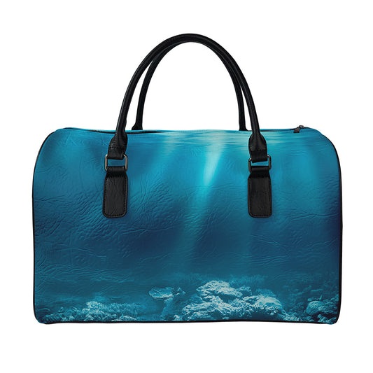 Ocean Underwater Print Leather Duffle Bag