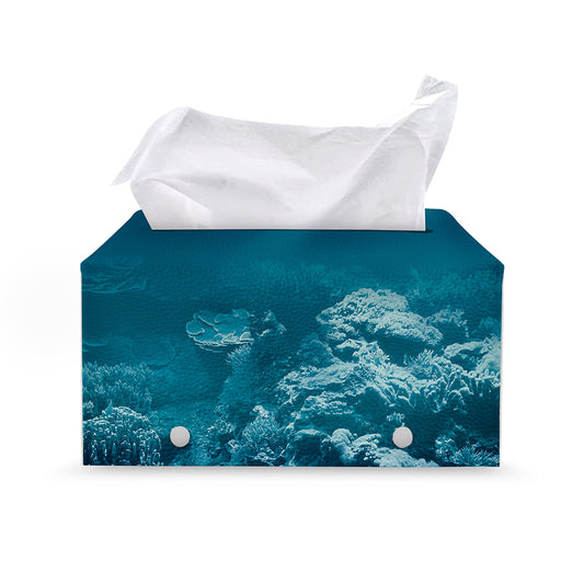 Ocean Underwater Print Leather Tissue Box Cover