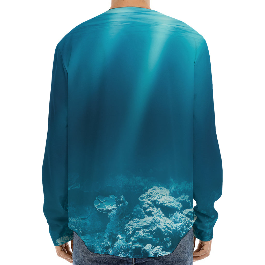 Ocean Underwater Print Long Sleeve Baseball Jersey