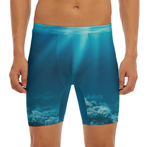 Ocean Underwater Print Men's Long Boxer Briefs