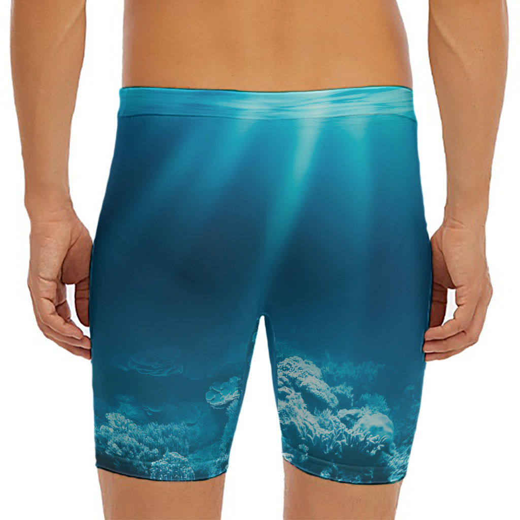 Ocean Underwater Print Men's Long Boxer Briefs