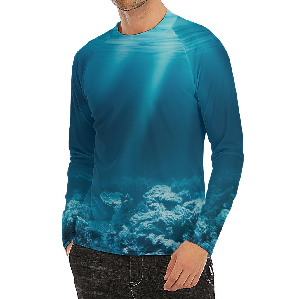 Ocean Underwater Print Men's Long Sleeve Rash Guard