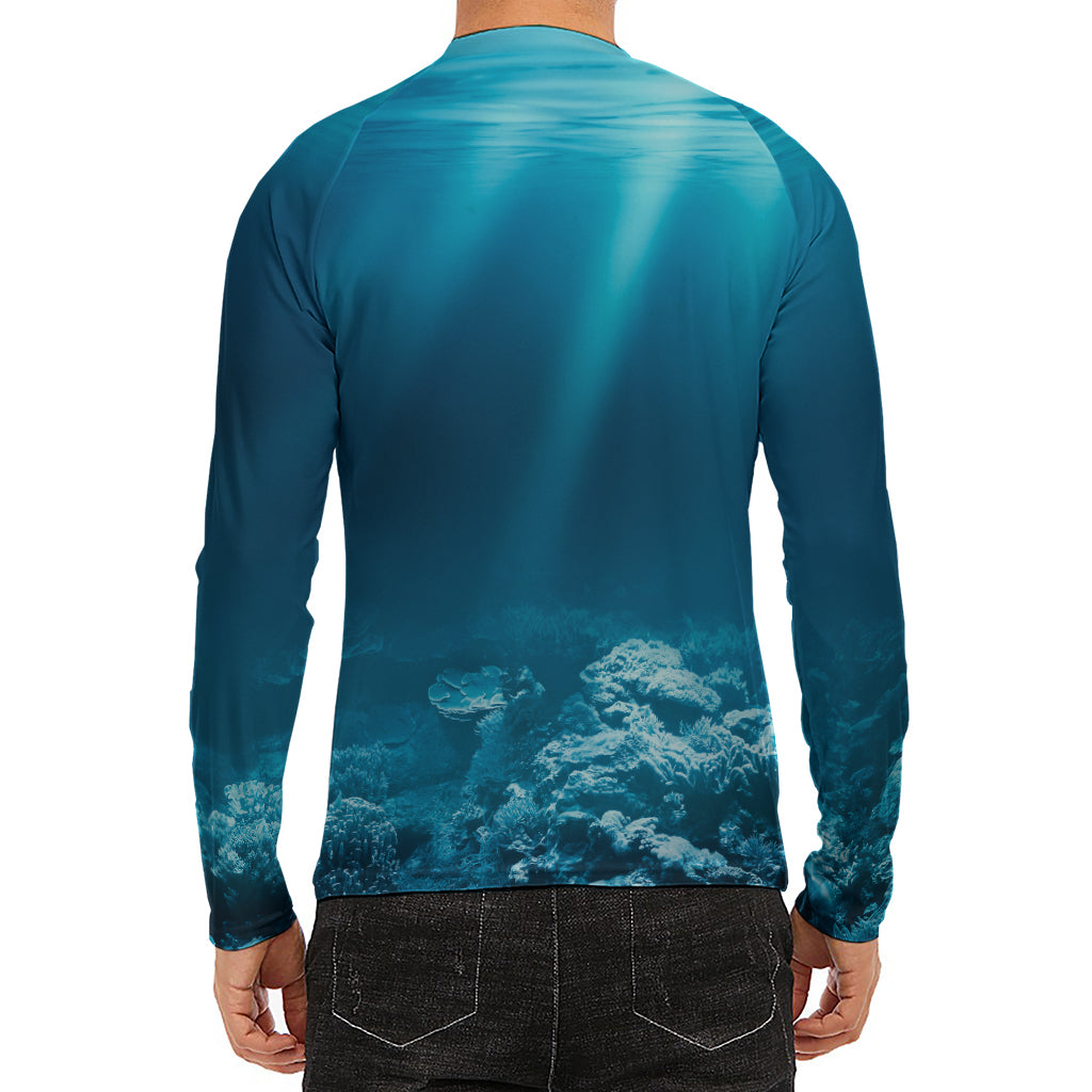 Ocean Underwater Print Men's Long Sleeve Rash Guard