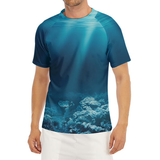 Ocean Underwater Print Men's Short Sleeve Rash Guard
