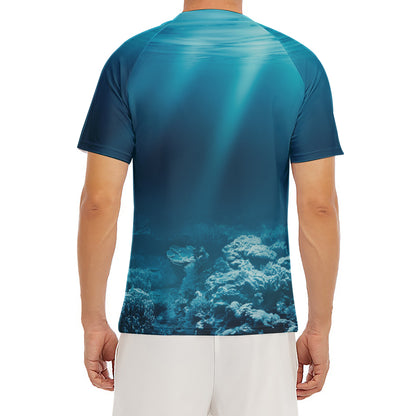 Ocean Underwater Print Men's Short Sleeve Rash Guard