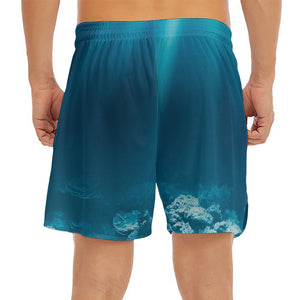 Ocean Underwater Print Men's Split Running Shorts