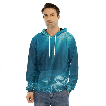 Ocean Underwater Print Men's Velvet Pullover Hoodie