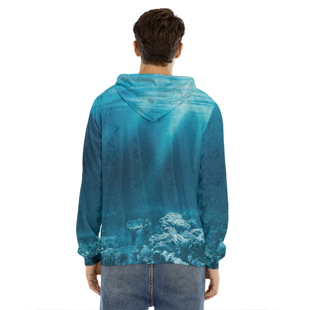 Ocean Underwater Print Men's Velvet Pullover Hoodie