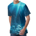 Ocean Underwater Print Men's Velvet T-Shirt