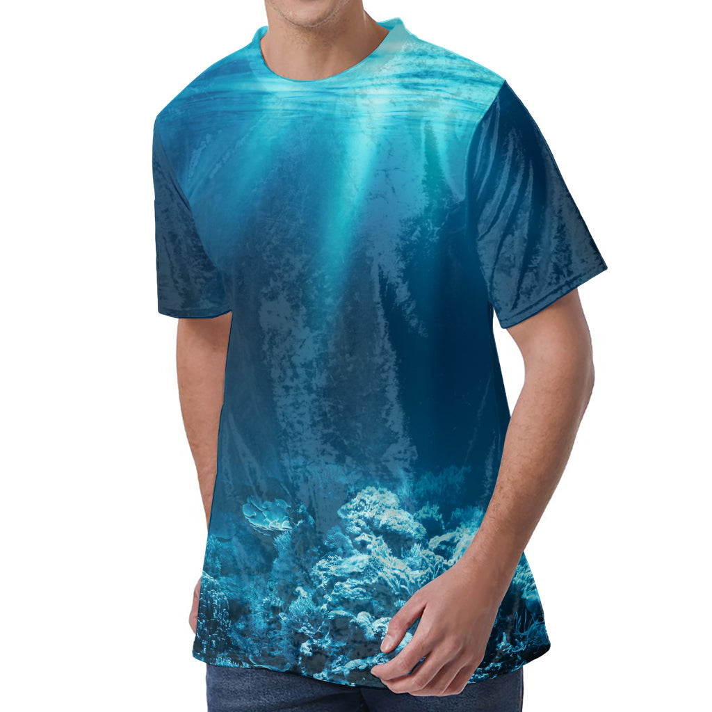 Ocean Underwater Print Men's Velvet T-Shirt