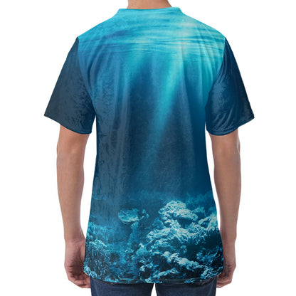 Ocean Underwater Print Men's Velvet T-Shirt