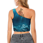 Ocean Underwater Print One Shoulder Crop Top