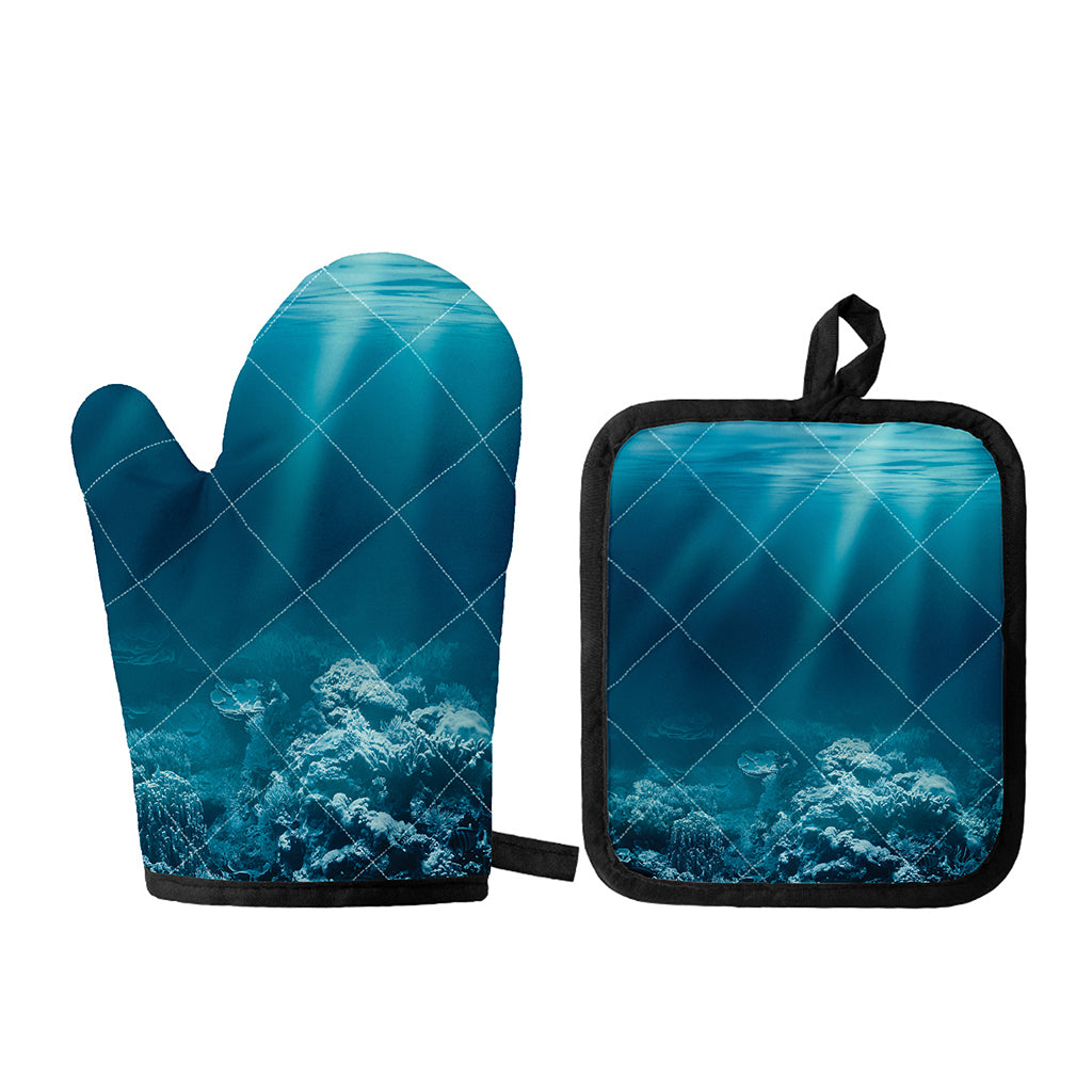 Ocean Underwater Print Oven Mitt And Pot Holder Set
