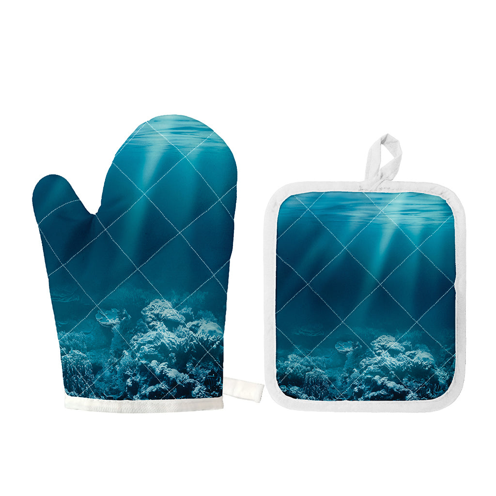 Ocean Underwater Print Oven Mitt And Pot Holder Set
