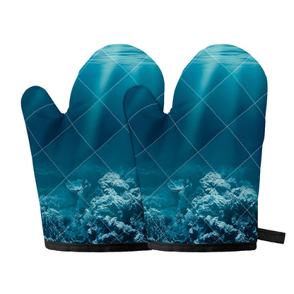 Ocean Underwater Print Oven Mitts