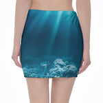 Ocean Underwater Print Pencil Mini Skirt