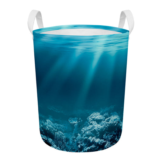 Ocean Underwater Print Round Laundry Basket