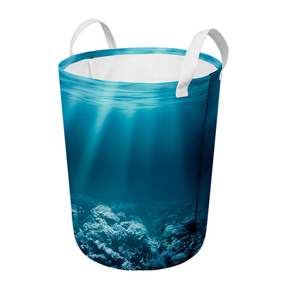 Ocean Underwater Print Round Laundry Basket