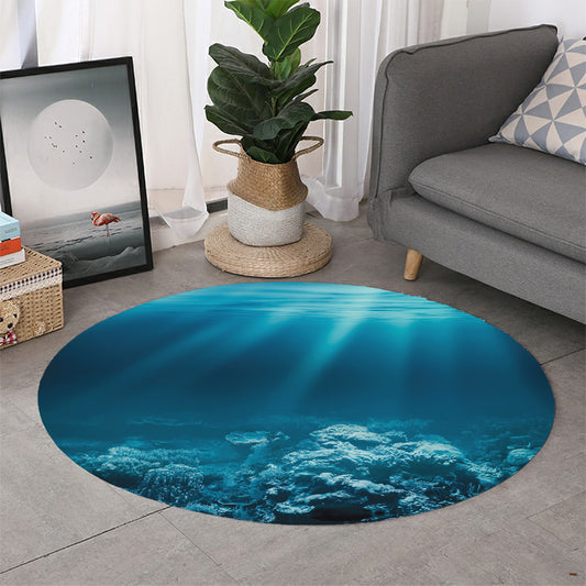 Ocean Underwater Print Round Rug