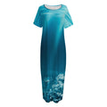 Ocean Underwater Print Short Sleeve Long Nightdress