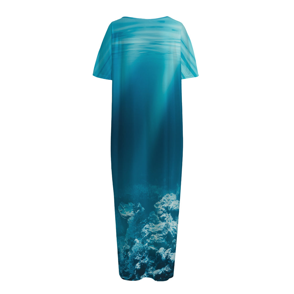 Ocean Underwater Print Short Sleeve Long Nightdress