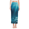 Ocean Underwater Print Side Slit Maxi Skirt