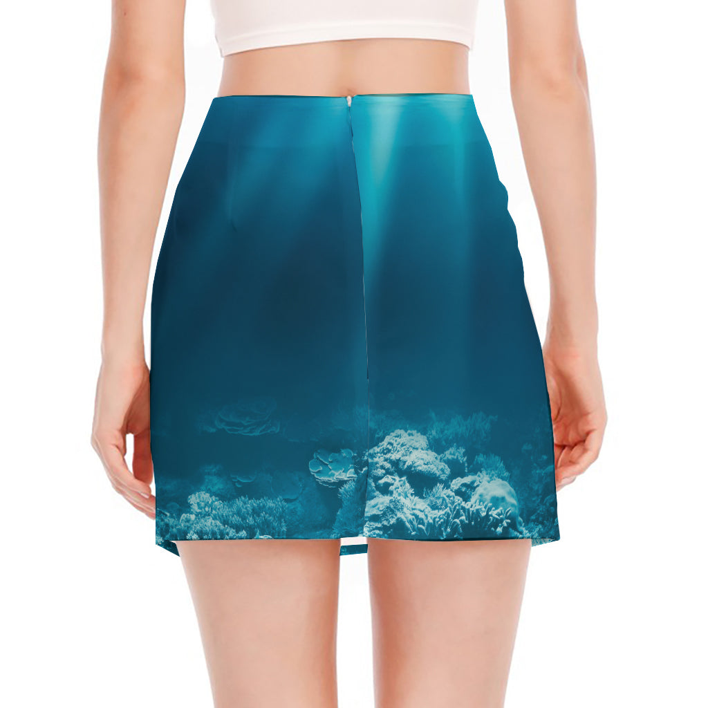 Ocean Underwater Print Side Slit Mini Skirt