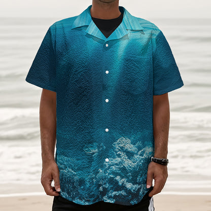 Ocean Underwater Print Textured Short Sleeve Shirt
