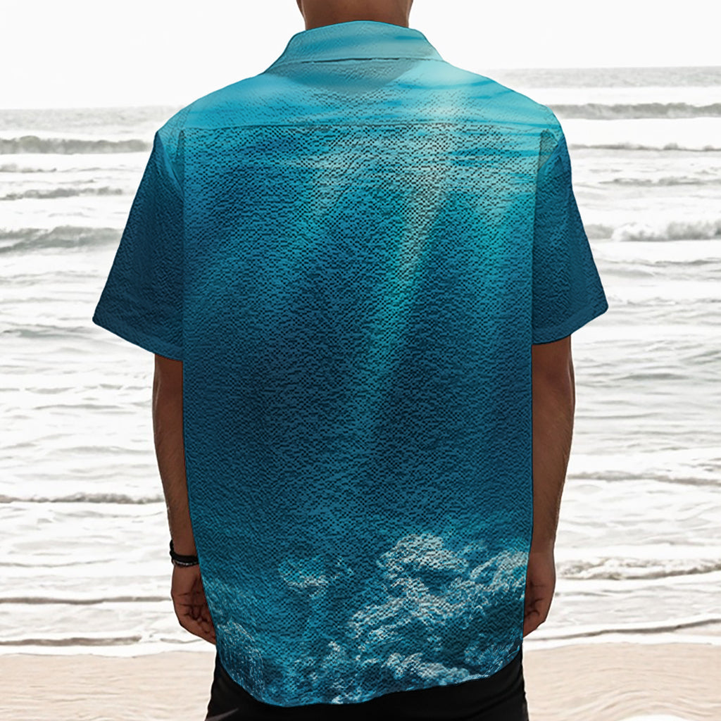 Ocean Underwater Print Textured Short Sleeve Shirt
