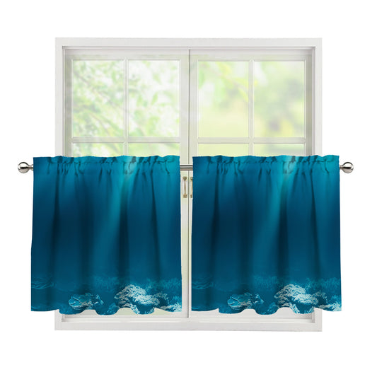 Ocean Underwater Print Tier Curtains