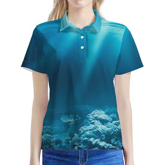 Ocean Underwater Print Women's Polo Shirt