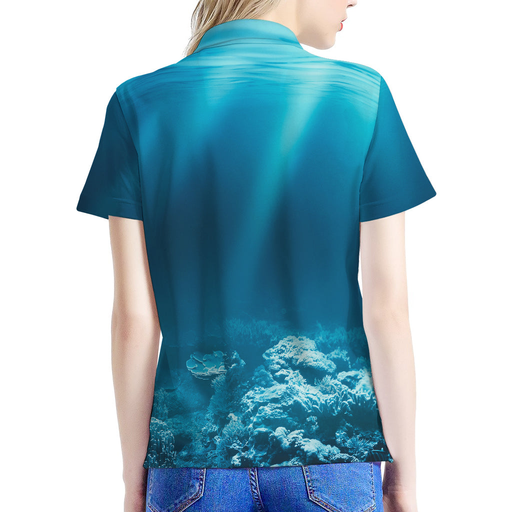 Ocean Underwater Print Women's Polo Shirt