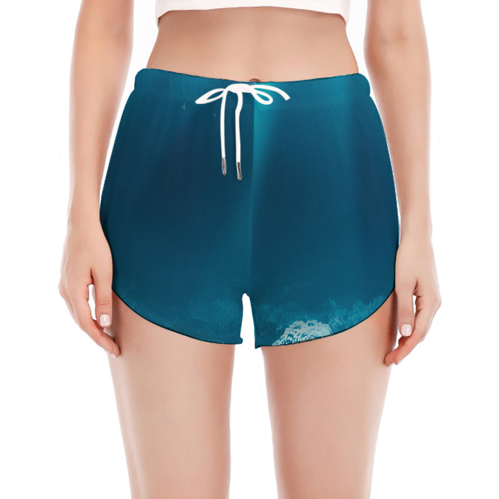 Ocean Underwater Print Women's Split Running Shorts