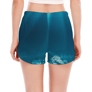 Ocean Underwater Print Women's Split Running Shorts