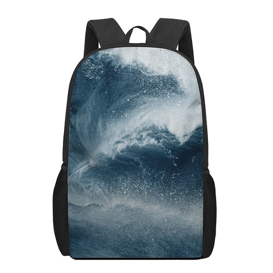 Ocean Wave Print 17 Inch Backpack