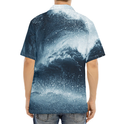 Ocean Wave Print Aloha Shirt