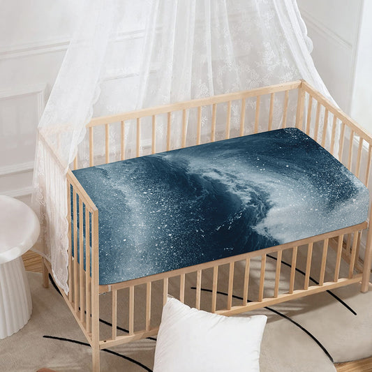 Ocean Wave Print Baby Crib Sheet