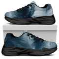 Ocean Wave Print Black Chunky Shoes