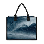 Ocean Wave Print Canvas Tote Bag
