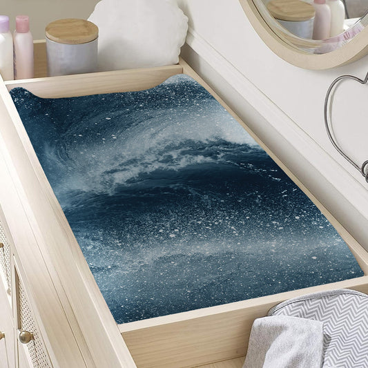 Ocean Wave Print Changing Pad Cover